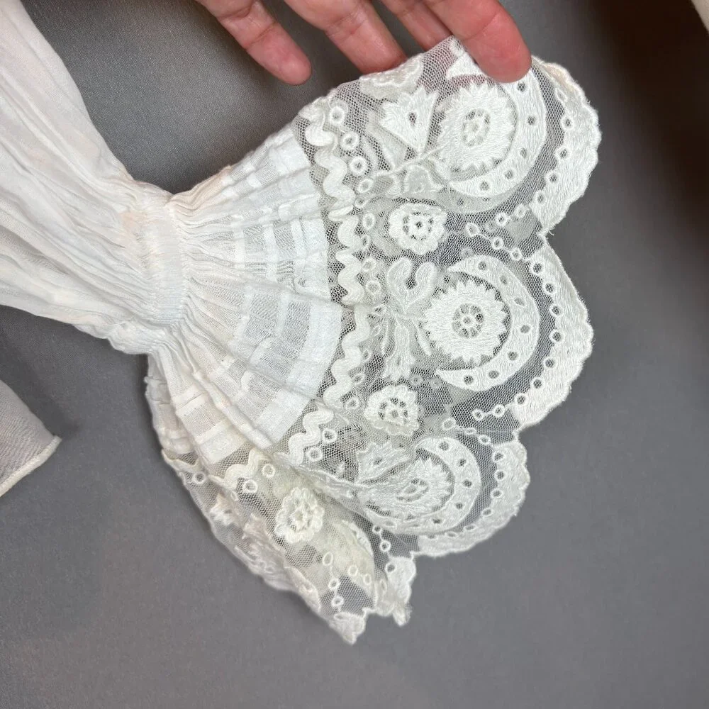 NWT Free People Embroidered Poet Top XS Ivory 100% Cotton Gauze Lace Fairy $168 - Picture 2 of 12